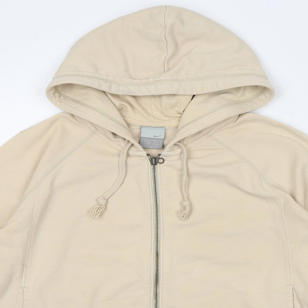 Nike Womens Beige Cotton Full Zip Hoodie Size XL Zip