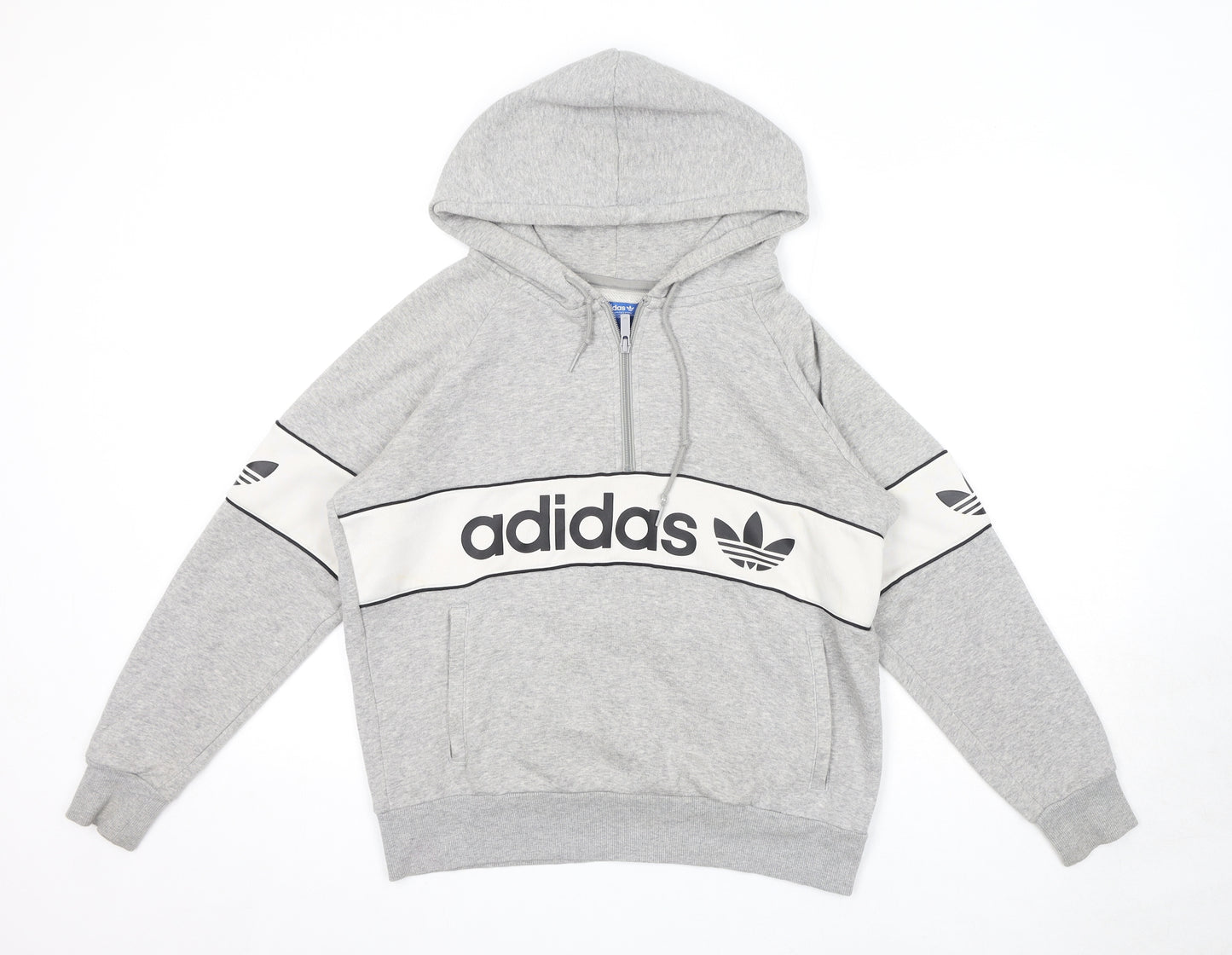 adidas Womens Grey Cotton Pullover Hoodie Size 10 Zip