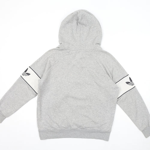 adidas Womens Grey Cotton Pullover Hoodie Size 10 Zip