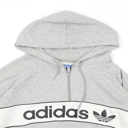 adidas Womens Grey Cotton Pullover Hoodie Size 10 Zip
