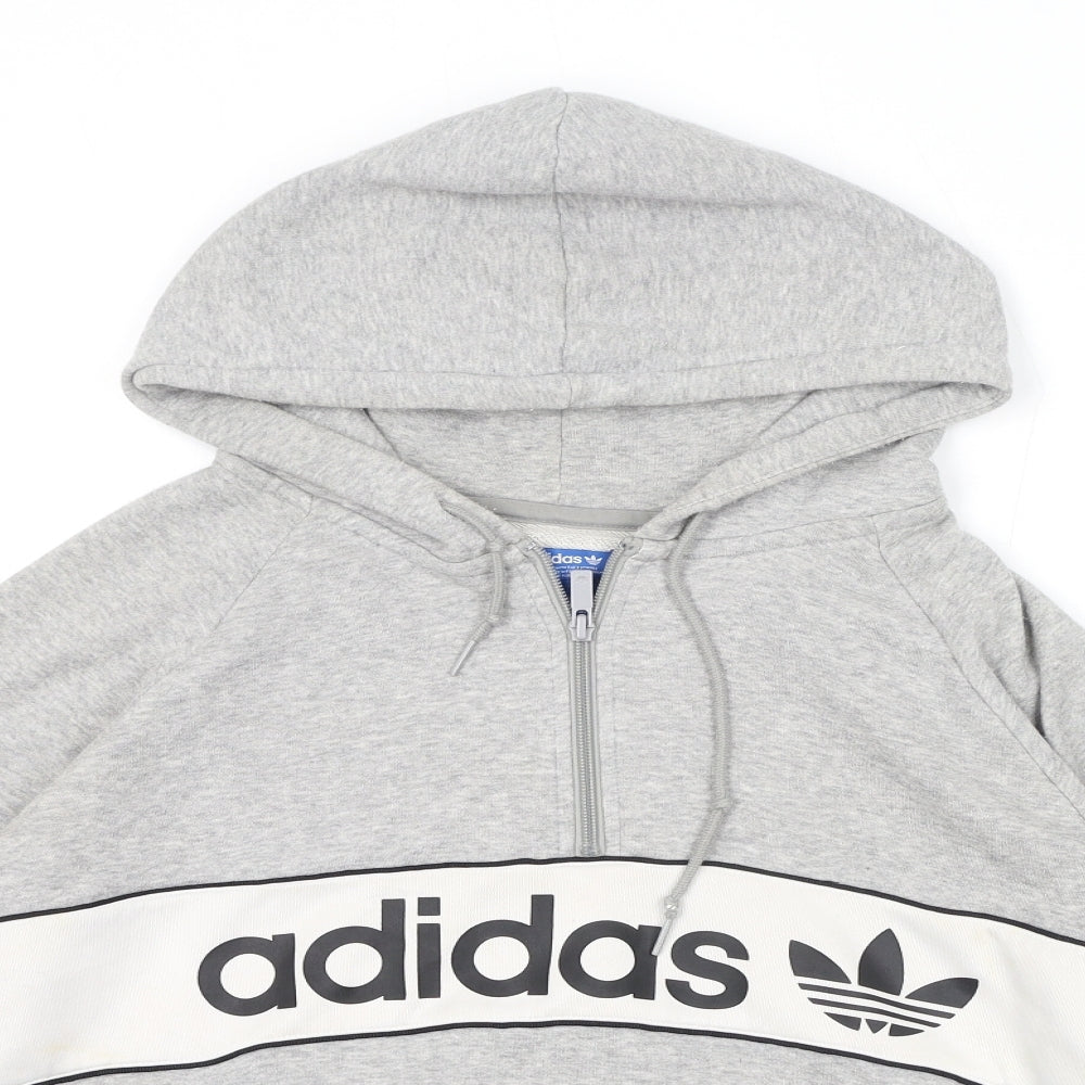 adidas Womens Grey Cotton Pullover Hoodie Size 10 Zip