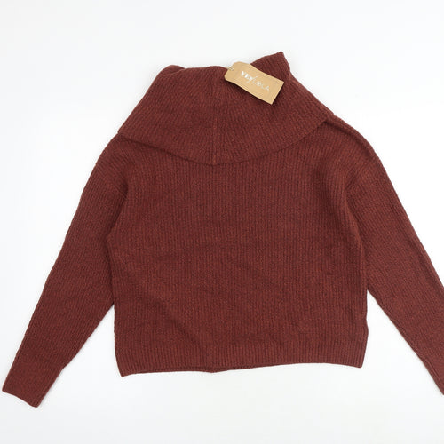 Yes Lola Womens Red Roll Neck Cotton Pullover Jumper Size M