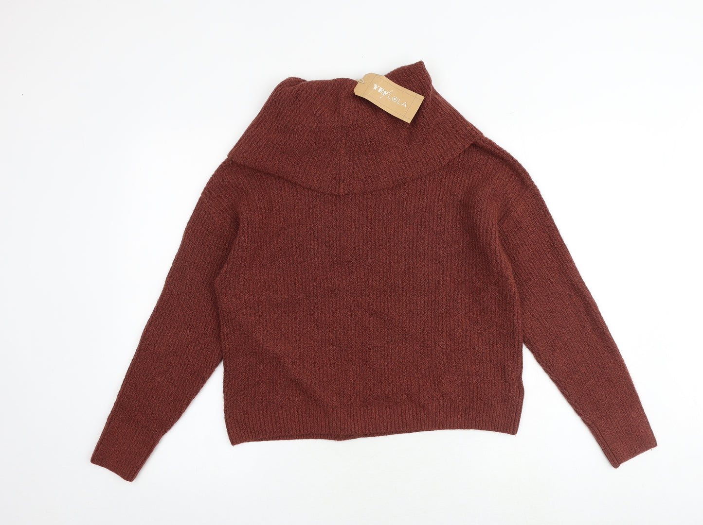 Yes Lola Womens Red Roll Neck Cotton Pullover Jumper Size M
