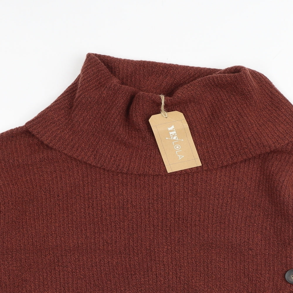 Yes Lola Womens Red Roll Neck Cotton Pullover Jumper Size M