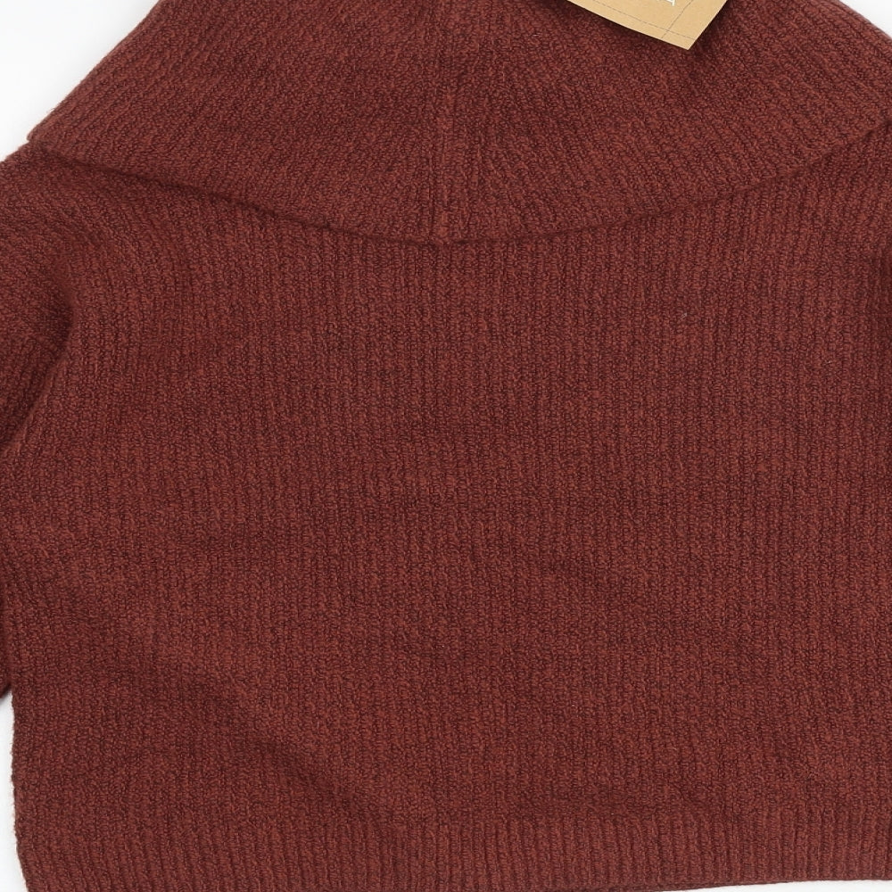 Yes Lola Womens Red Roll Neck Cotton Pullover Jumper Size M