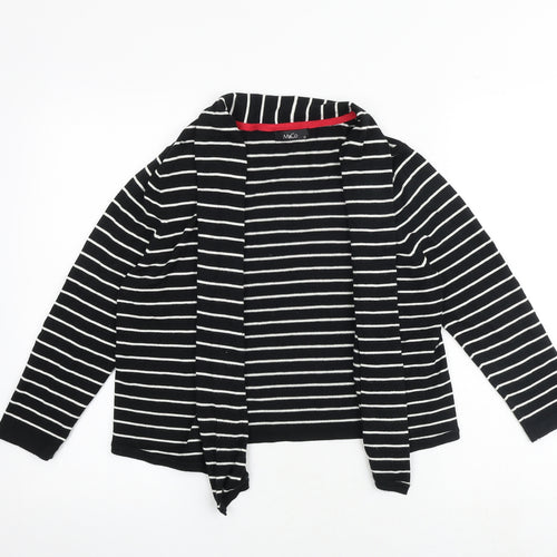 M&Co Womens Black V-Neck Striped Viscose Cardigan Jumper Size 12