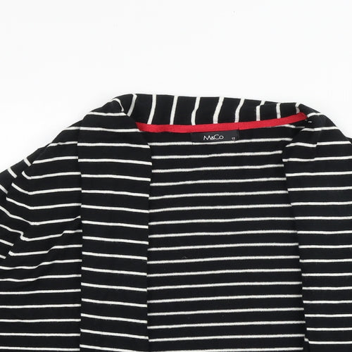 M&Co Womens Black V-Neck Striped Viscose Cardigan Jumper Size 12