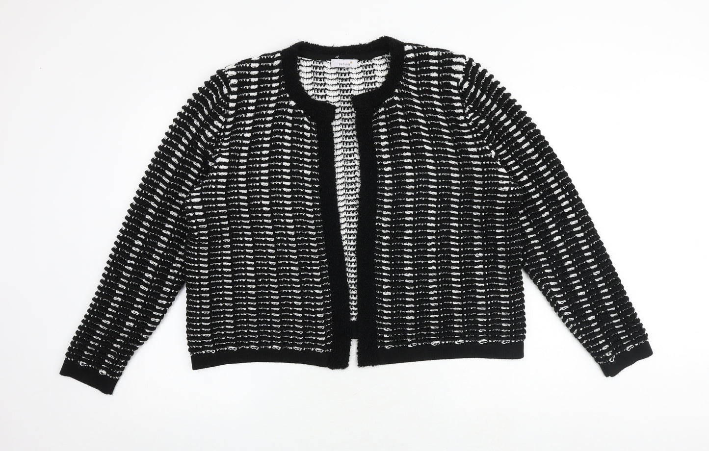 Per Una Womens Black Round Neck Acrylic Cardigan Jumper Size 20