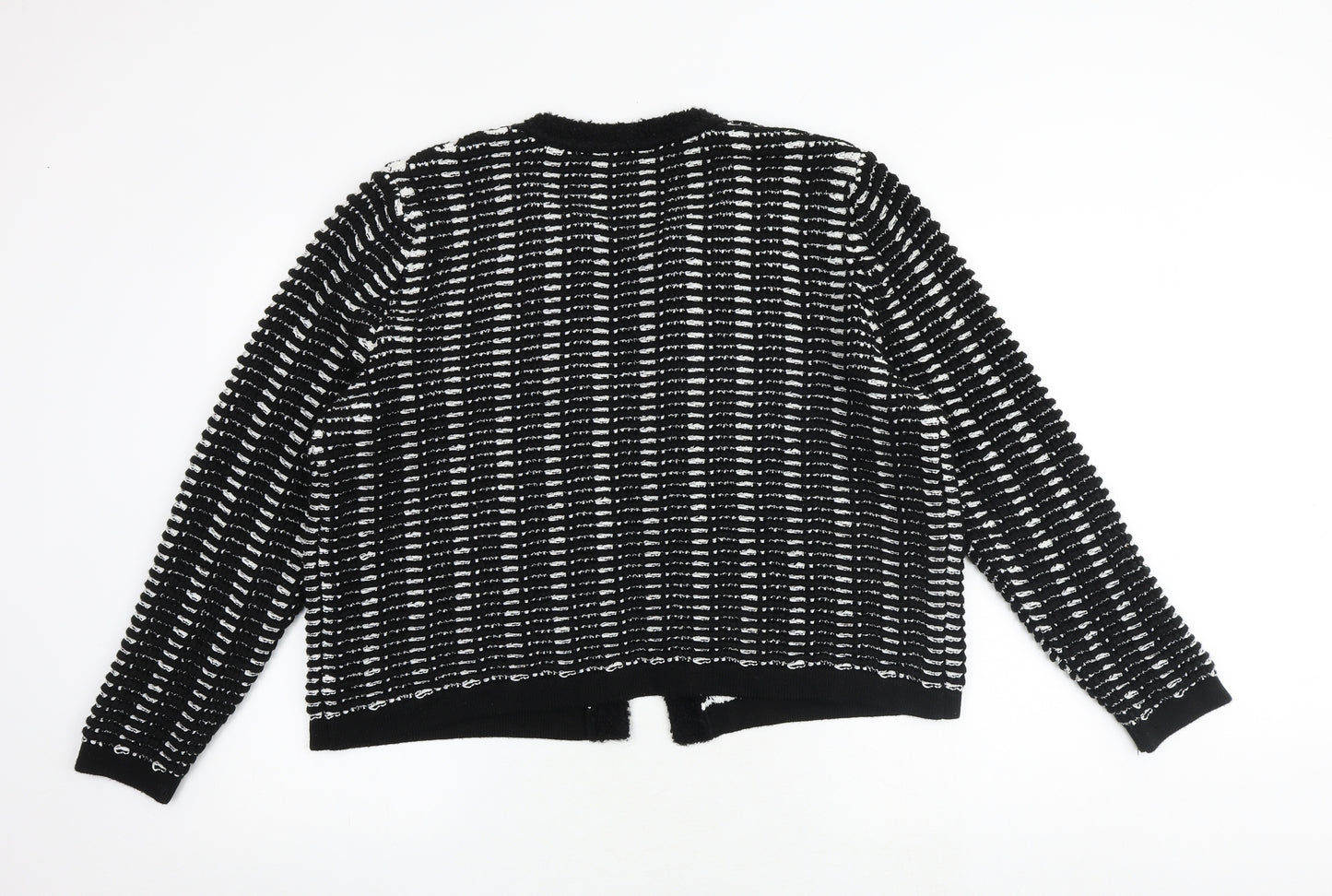 Per Una Womens Black Round Neck Acrylic Cardigan Jumper Size 20