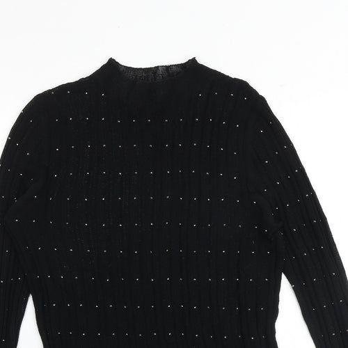 NEXT Womens Black Viscose Basic Blouse Size 12 Mock Neck