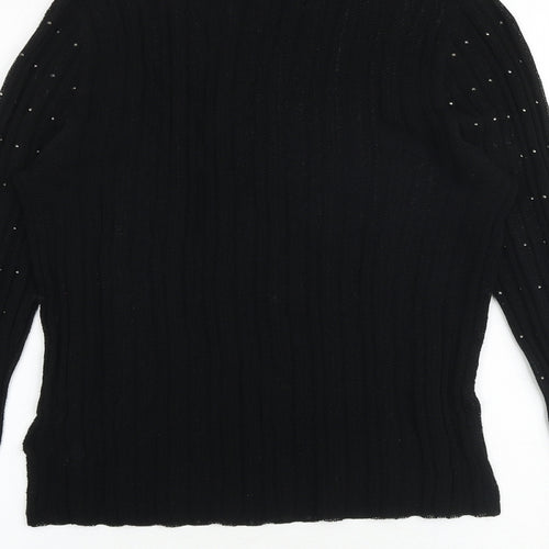 NEXT Womens Black Viscose Basic Blouse Size 12 Mock Neck