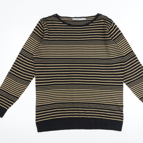 EWM Womens Multicoloured Round Neck Striped 100% Merino Wool Pullover Jumper Size 14 - Size 14-16