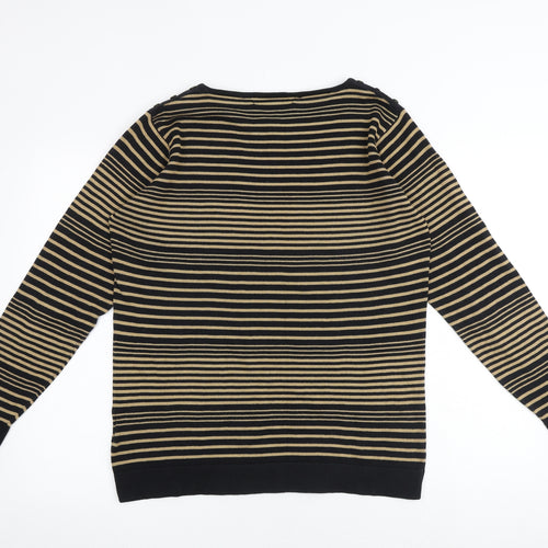 EWM Womens Multicoloured Round Neck Striped 100% Merino Wool Pullover Jumper Size 14 - Size 14-16