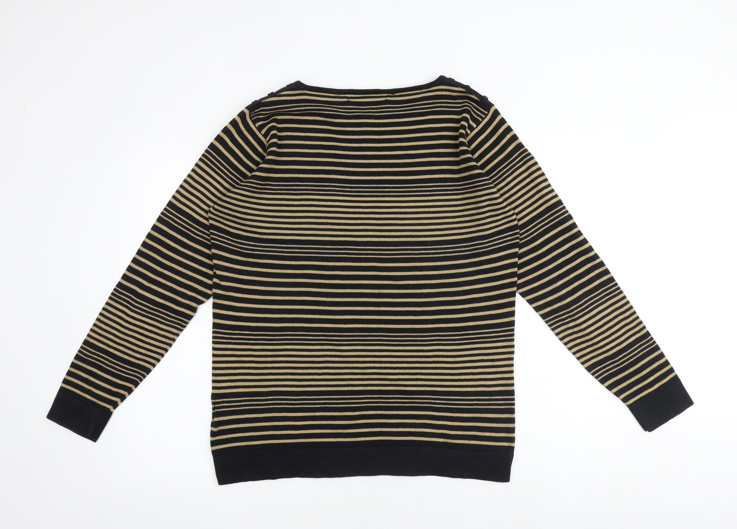 EWM Womens Multicoloured Round Neck Striped 100% Merino Wool Pullover Jumper Size 14 - Size 14-16