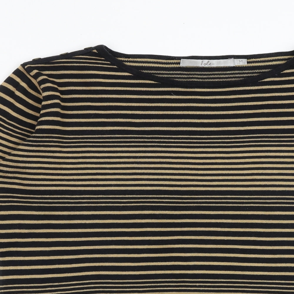 EWM Womens Multicoloured Round Neck Striped 100% Merino Wool Pullover Jumper Size 14 - Size 14-16
