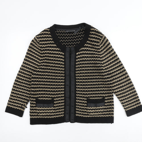 Limited Collection Womens Black Round Neck Geometric Polyester Full Zip Jumper Size 14
