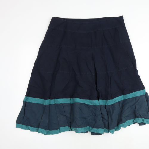 Per Una Womens Blue Cotton Swing Skirt Size 18 Zip