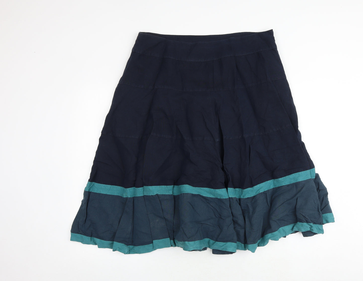 Per Una Womens Blue Cotton Swing Skirt Size 18 Zip