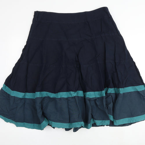 Per Una Womens Blue Cotton Swing Skirt Size 18 Zip
