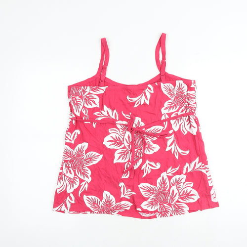 Riviera Womens Pink Floral 100% Cotton Basic Tank Size 16 Round Neck