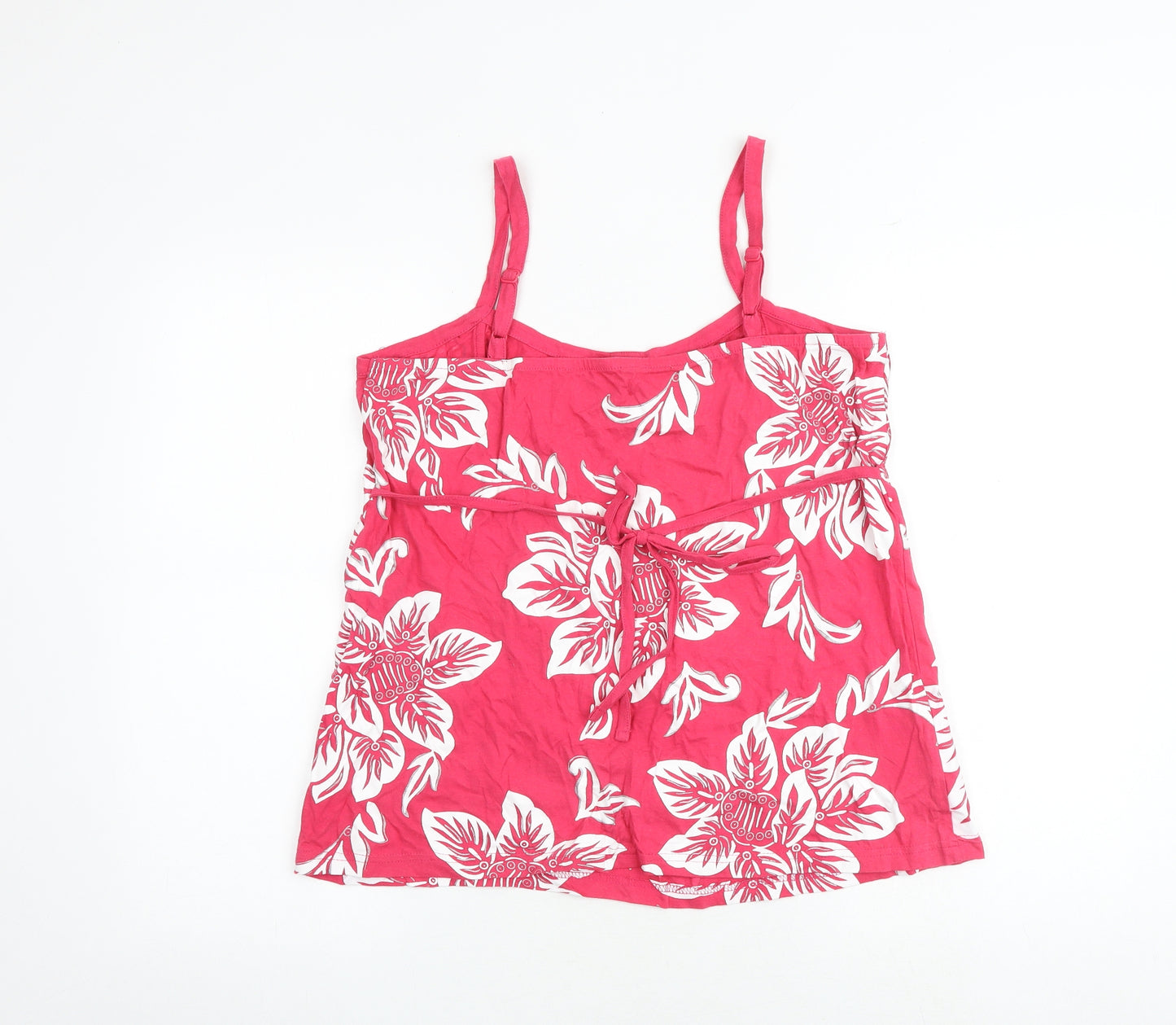 Riviera Womens Pink Floral 100% Cotton Basic Tank Size 16 Round Neck