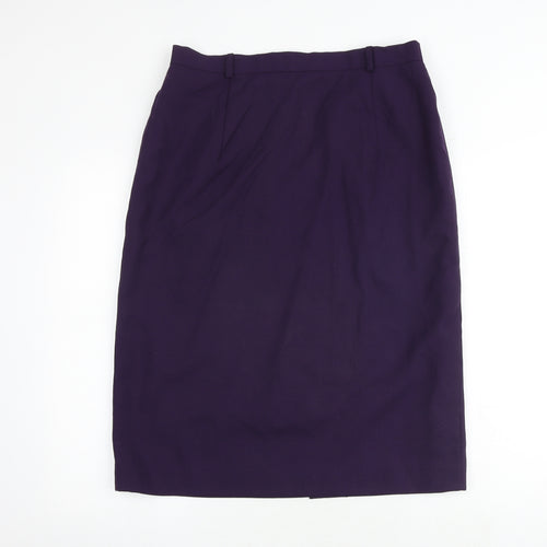 Jacques Vert Womens Purple Polyester A-Line Skirt Size 18 Zip
