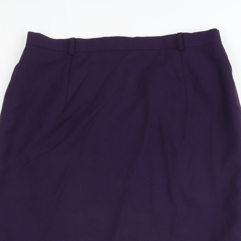 Jacques Vert Womens Purple Polyester A-Line Skirt Size 18 Zip