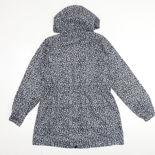 Roman Womens Grey Geometric Rain Coat Coat Size S Zip