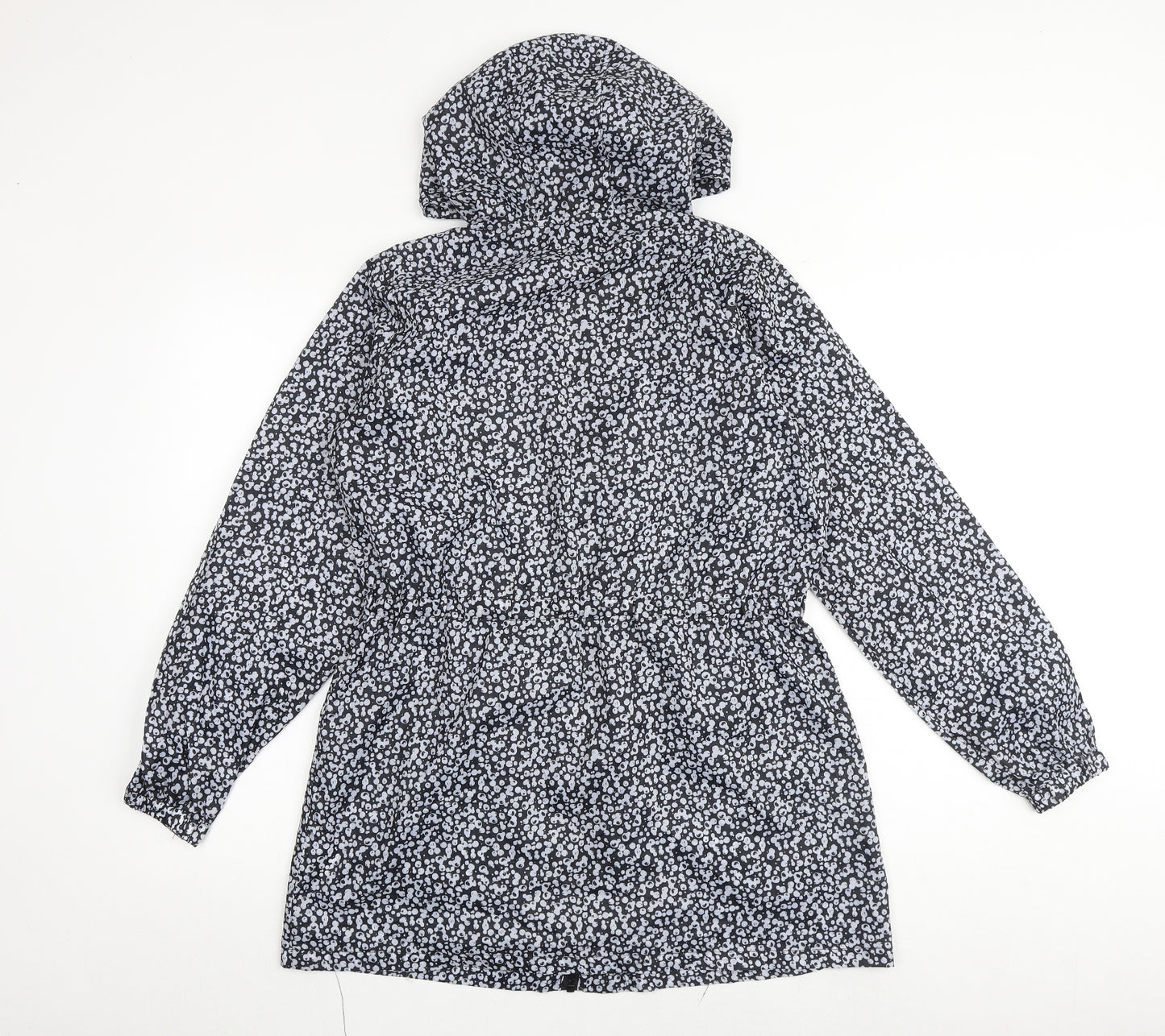 Roman Womens Grey Geometric Rain Coat Coat Size S Zip