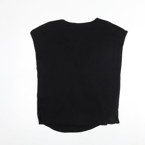 Marks and Spencer Womens Black Polyester Basic Blouse Size 10 V-Neck