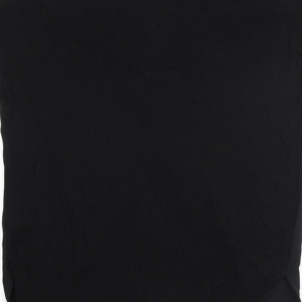 Marks and Spencer Womens Black Polyester Basic Blouse Size 10 V-Neck