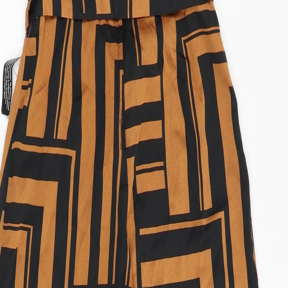 New Look Womens Orange Geometric Polyester Jumpsuit One-Piece Size 10 Tie