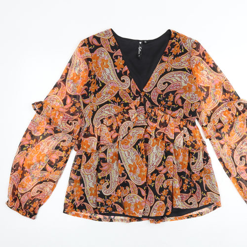 Influence Womens Multicoloured Paisley Polyester Basic Blouse Size 8 V-Neck