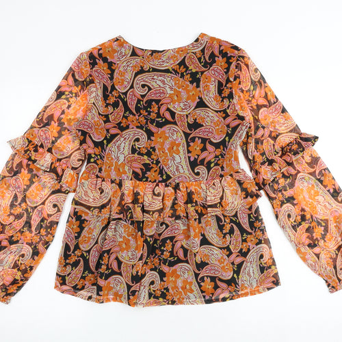 Influence Womens Multicoloured Paisley Polyester Basic Blouse Size 8 V-Neck