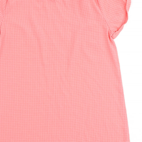 New Look Womens Pink Check Polyester Basic Blouse Size 12 Round Neck