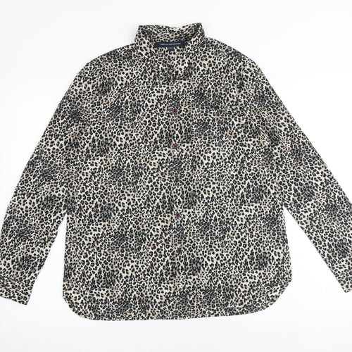 French Connection Womens Multicoloured Animal Print Polyester Basic Button-Up Size 8 Collared - Leopard Print