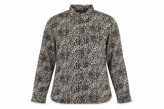 Front view of French Connection women’s multicoloured animal print polyester basic button-up, collared - leopard print