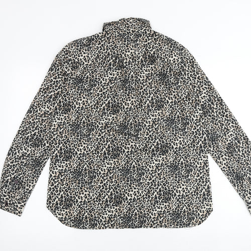 French Connection Womens Multicoloured Animal Print Polyester Basic Button-Up Size 8 Collared - Leopard Print