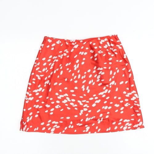 New Look Womens Red Geometric Polyester A-Line Skirt Size 6