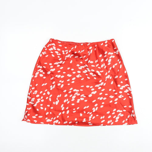 New Look Womens Red Geometric Polyester A-Line Skirt Size 6