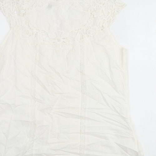 Lakeland Womens White Polyester Basic Blouse Size 14 Round Neck