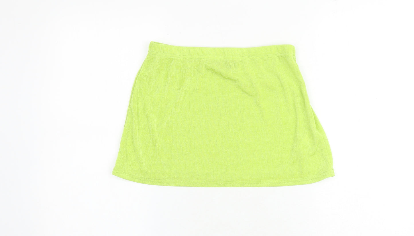 PRETTYLITTLETHING Womens Green Polyester Mini Skirt Size 12