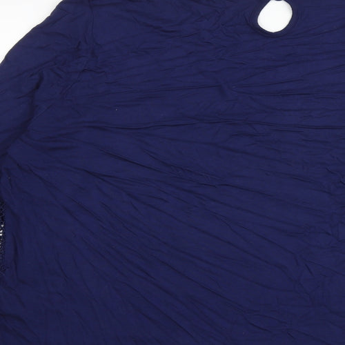M&Co Womens Blue Viscose Basic Blouse Size 22 Round Neck