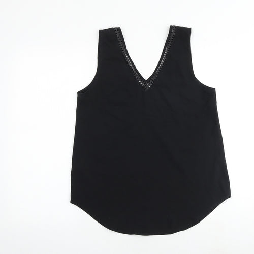 ASOS Womens Black Polyester Basic Tank Size 10 V-Neck