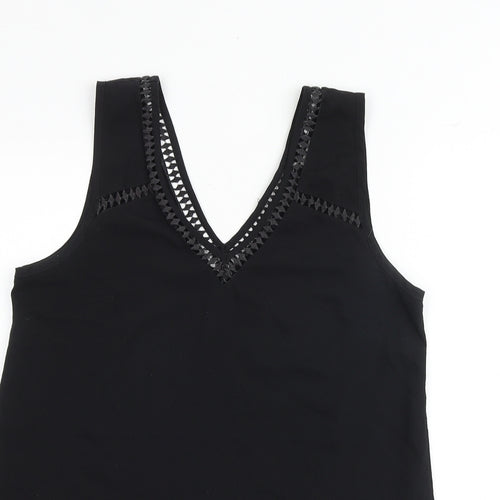 ASOS Womens Black Polyester Basic Tank Size 10 V-Neck