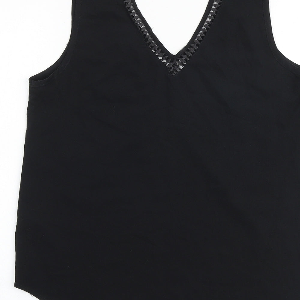 ASOS Womens Black Polyester Basic Tank Size 10 V-Neck