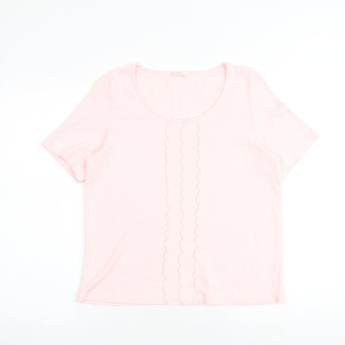 Marks and Spencer Womens Pink 100% Cotton Basic T-Shirt Size 16 Round Neck