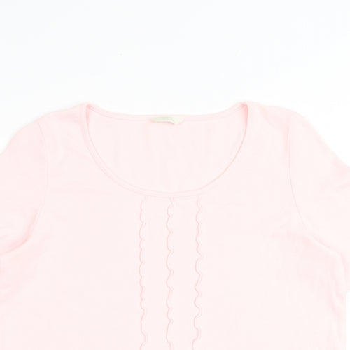 Marks and Spencer Womens Pink 100% Cotton Basic T-Shirt Size 16 Round Neck
