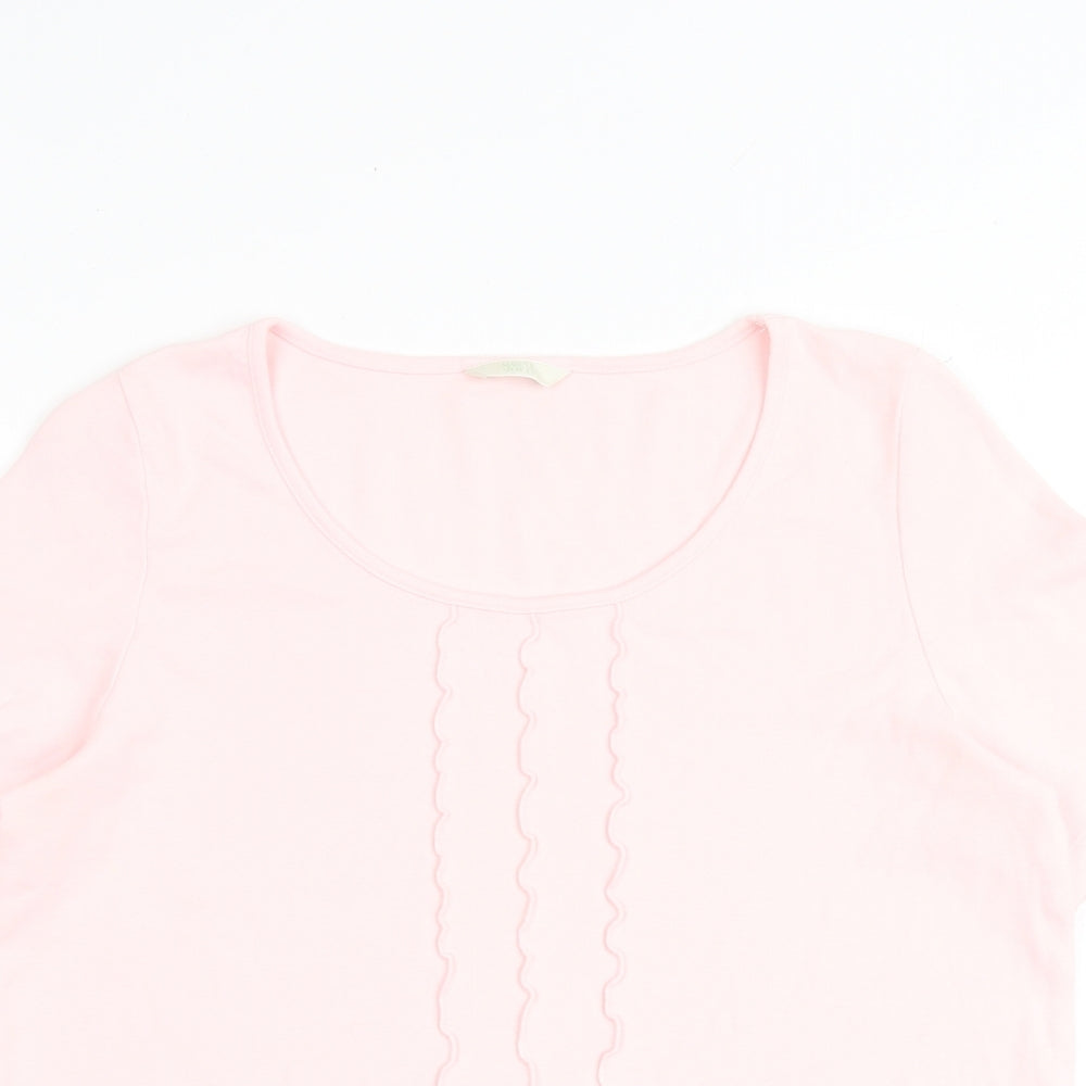 Marks and Spencer Womens Pink 100% Cotton Basic T-Shirt Size 16 Round Neck