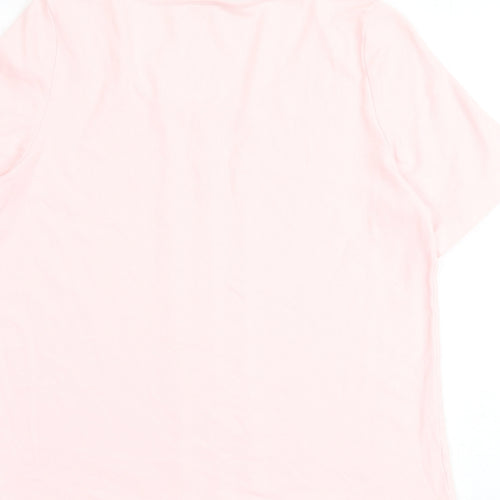 Marks and Spencer Womens Pink 100% Cotton Basic T-Shirt Size 16 Round Neck